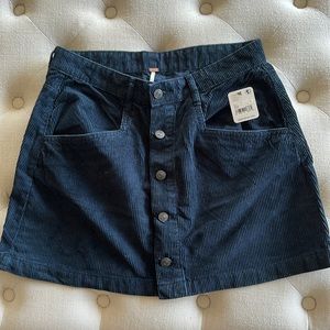 Free People navy button up mini skirt nwt sz 10